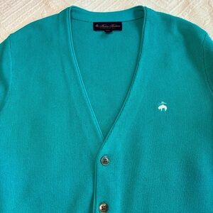Brooks Brothers Turquoise Blue Cardigan Sweater Classic V-Neck, Men’s Small EUC
